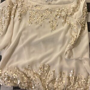 Cache Cold Shoulder Dolman Blouse Office Siren